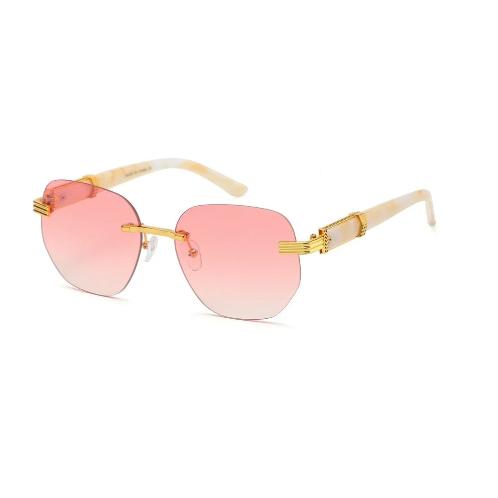 Frameless Sunglasses Women Fashion Luxury Gold Frame Pink Lens‎ Trendy Eyewear
